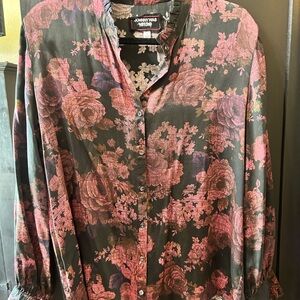 Johnny Was Floral Blouse - NWOT Black and mauve/pink never worn